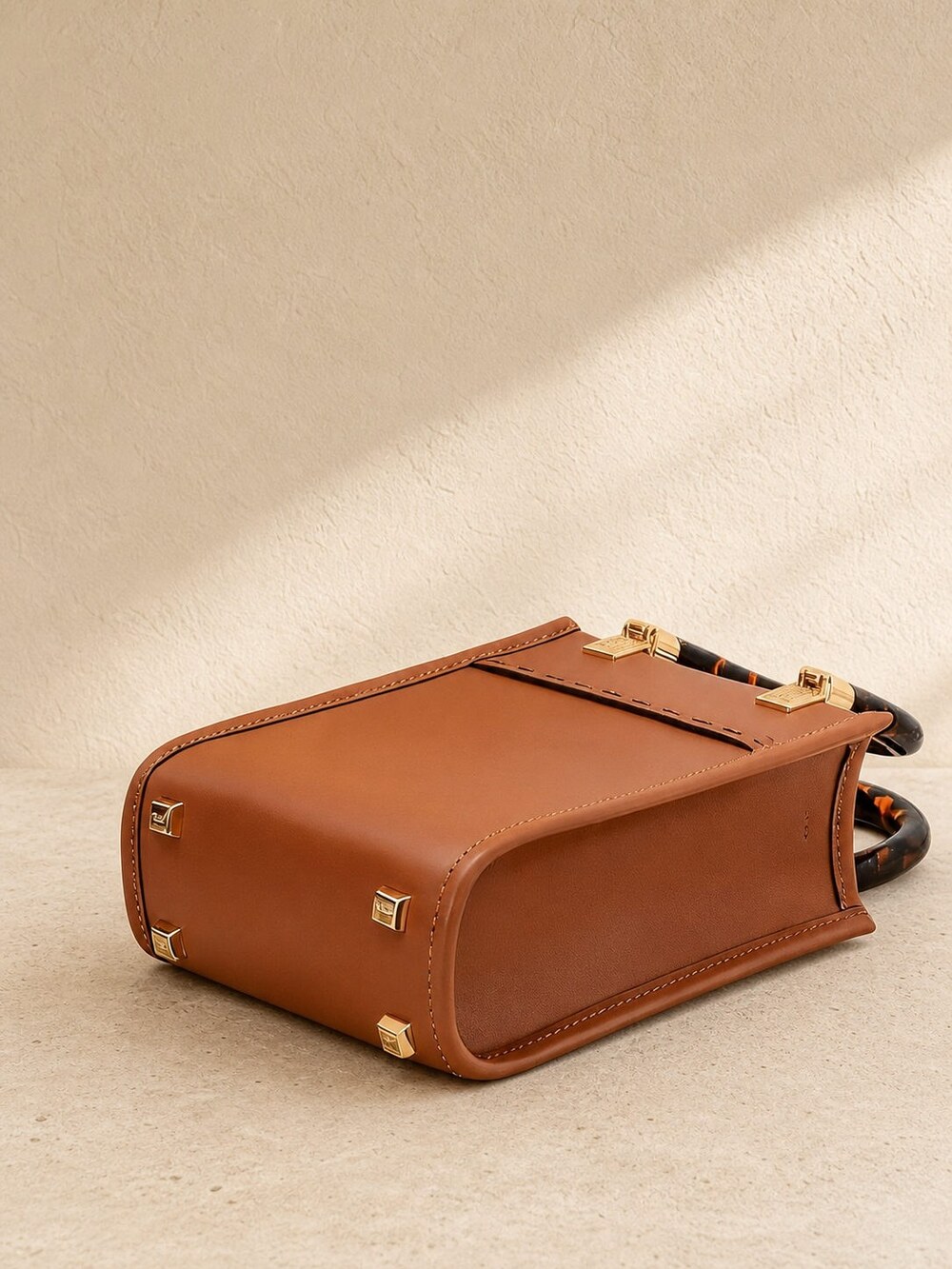 Fendi Sunshine Mini Brown Calfskin Top Handle Shopper - Picture 4 of 9